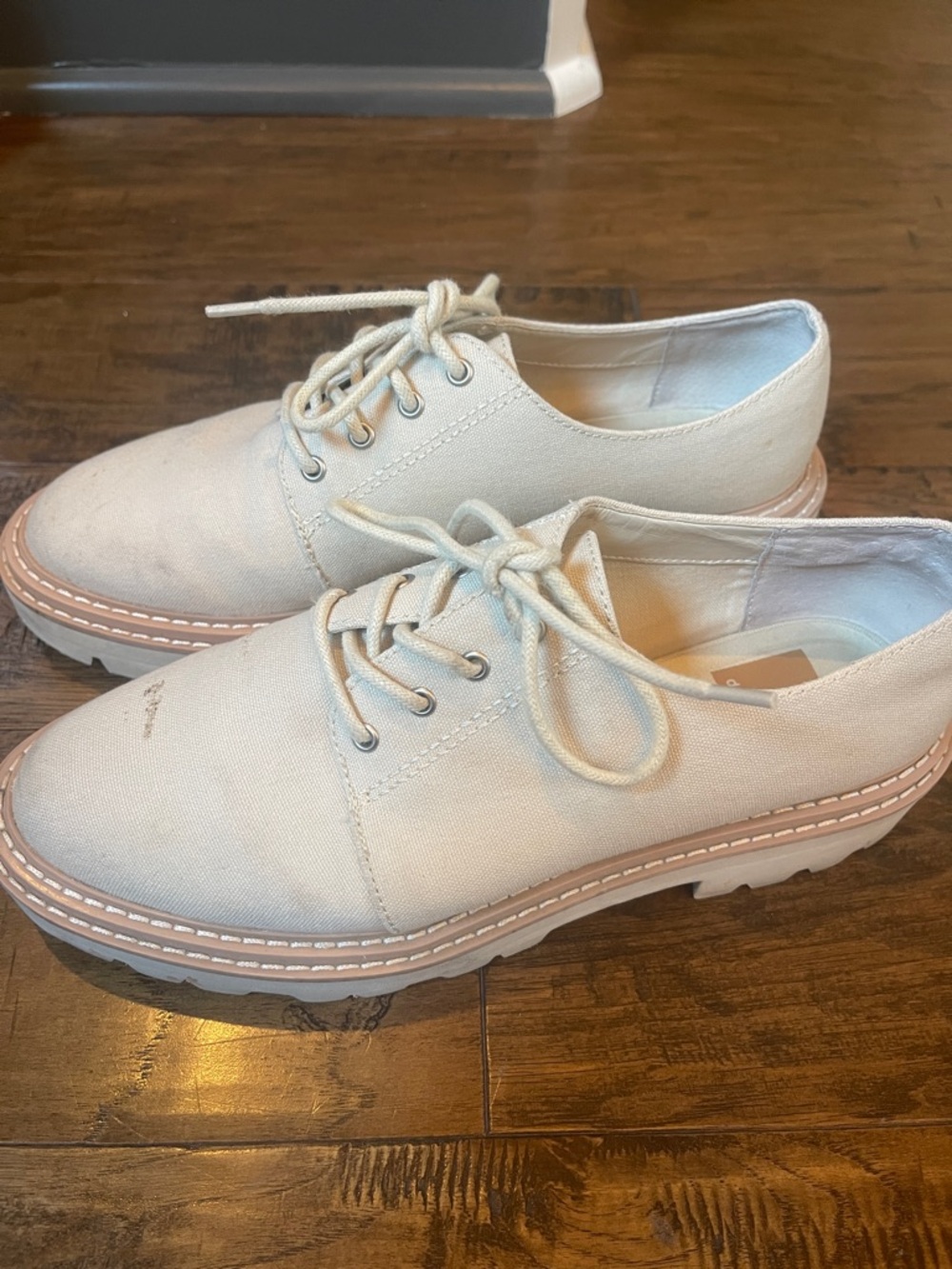 Dolce Vita Martie Lugged Oxfords Sandstone Canvas - Picture 4 of 6